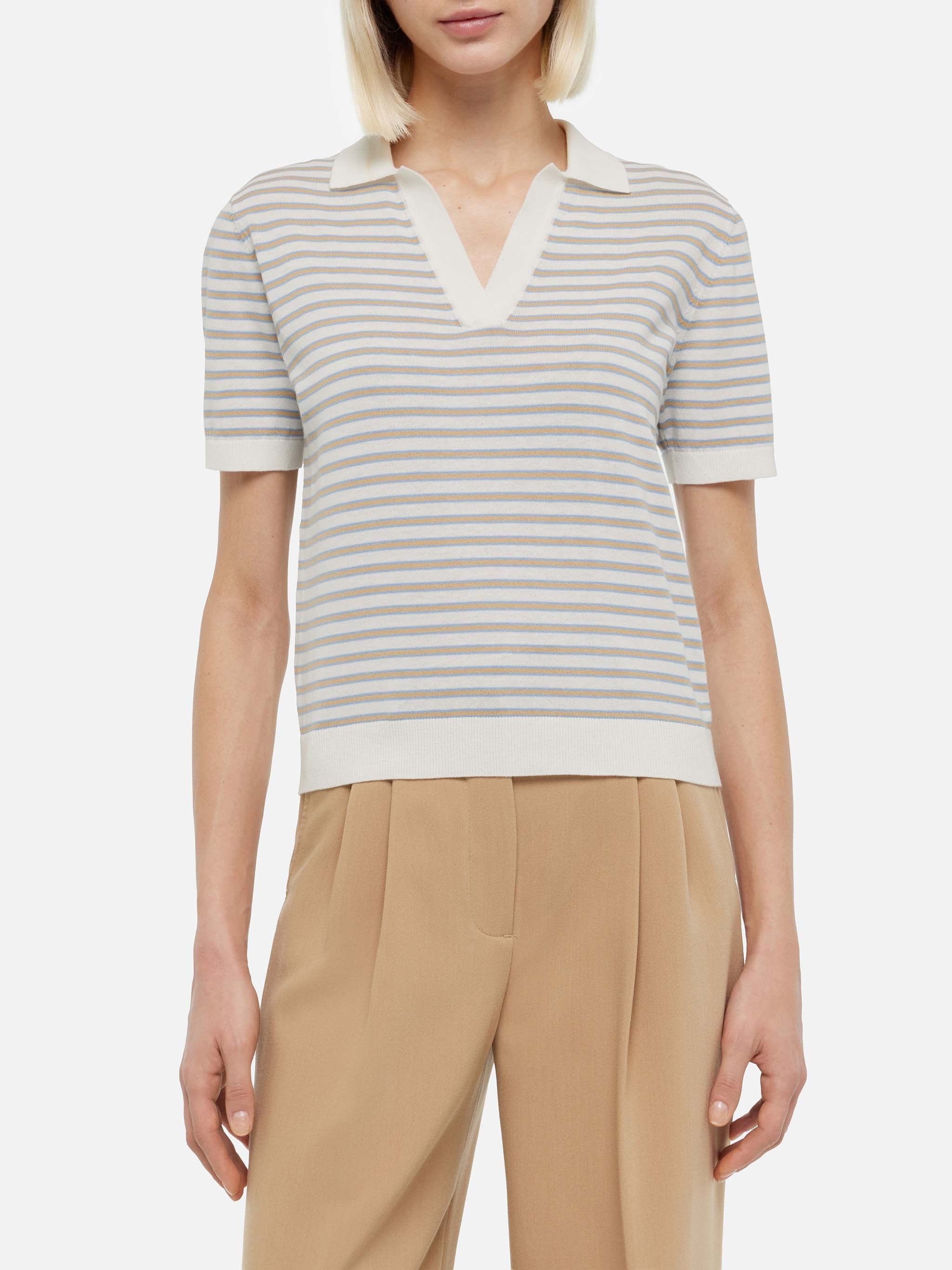 Polo Evonne in maglia a righe beige