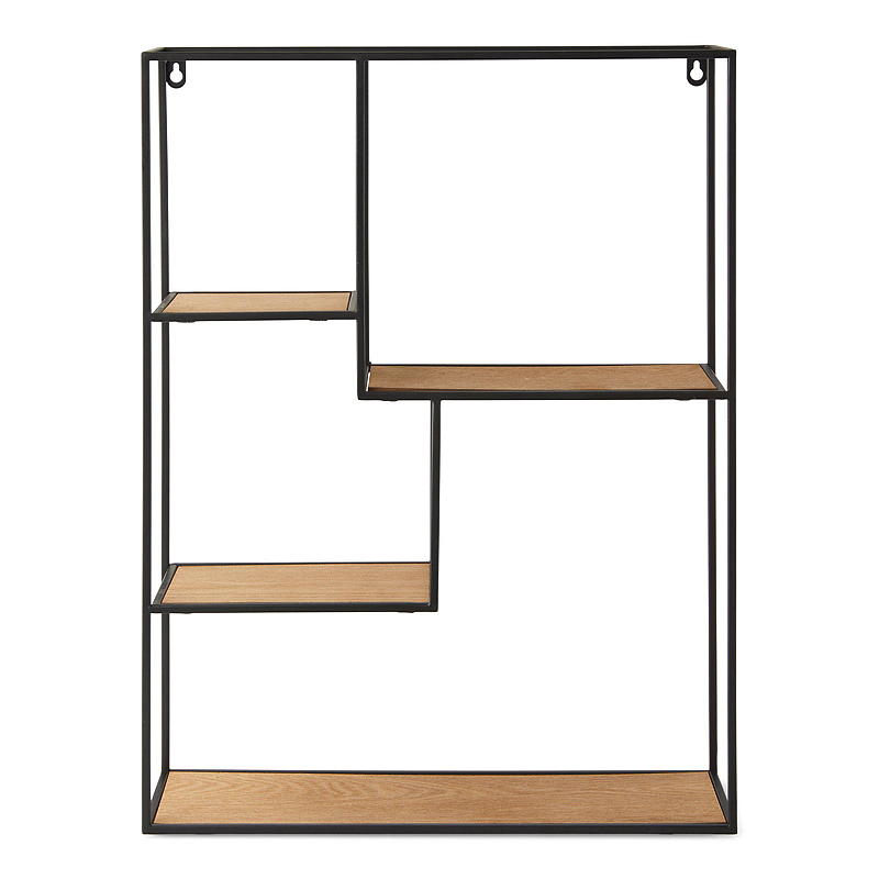 Hjem Metallhylle 45x12x60 cm med trehyller