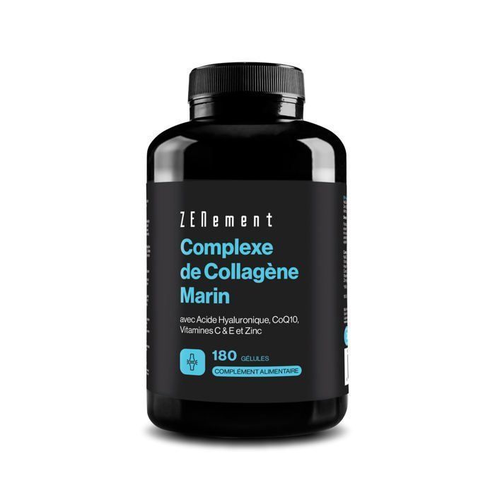 Complesso di collagene marino con acido ialuronico, CoQ10, vitamine C ed E e zinco - 180 capsule