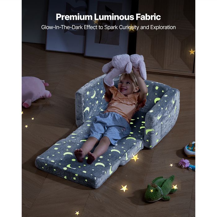 Sofá convertible 2 en 1 para niños - Duoku - Chaise longue plegable y cómoda - Luminoso - con reposabrazos - Gris
