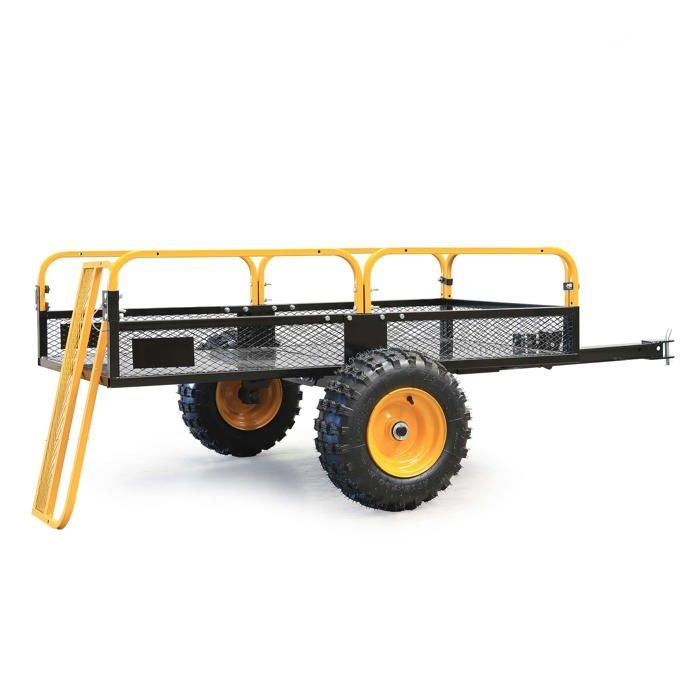 Rimorchio ribaltabile Wiltec – 2100 x 1200 x 70 mm – Portata 450 kg – Acciaio – con griglia e pannelli laterali rimovibili – per tosaerba