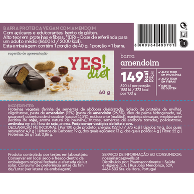 YES!diet arašidova ploščica 40 g 40 g