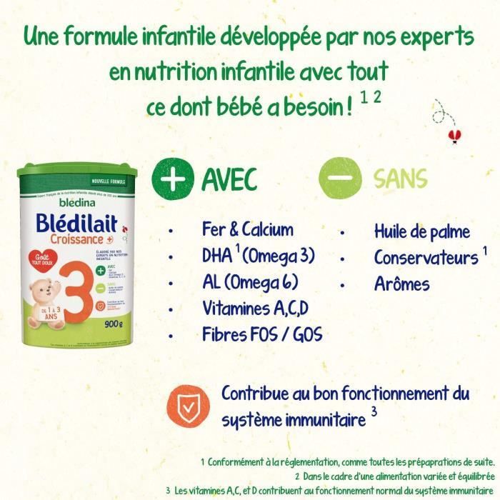 Leche de crecimiento Blédina Blédilait+ 3.ª etapa 900 g