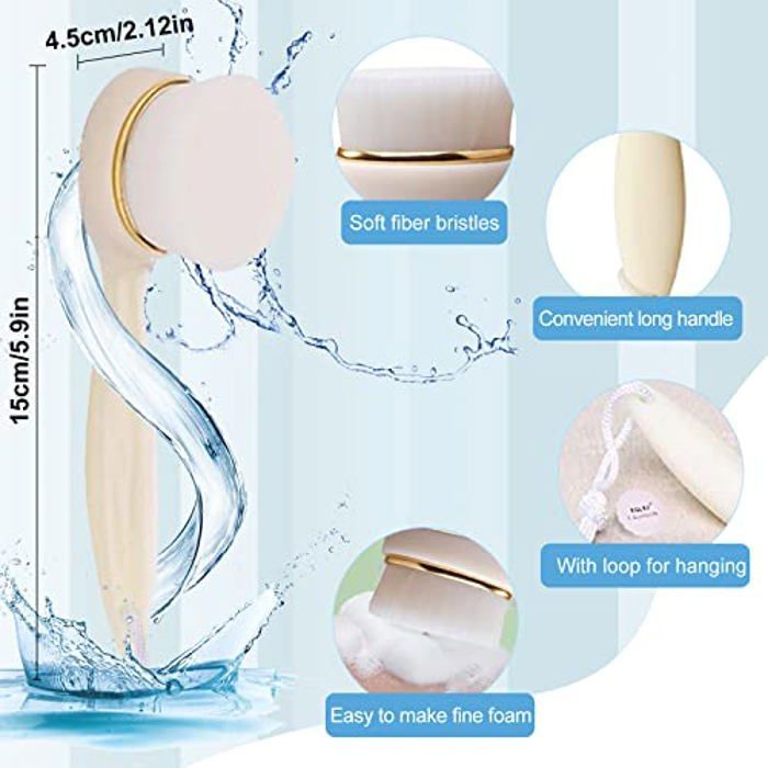 Cepillo de limpieza facial ultrasuave con mango y orificio para colgar, cepillo de masaje para la limpieza de poros faciales, O