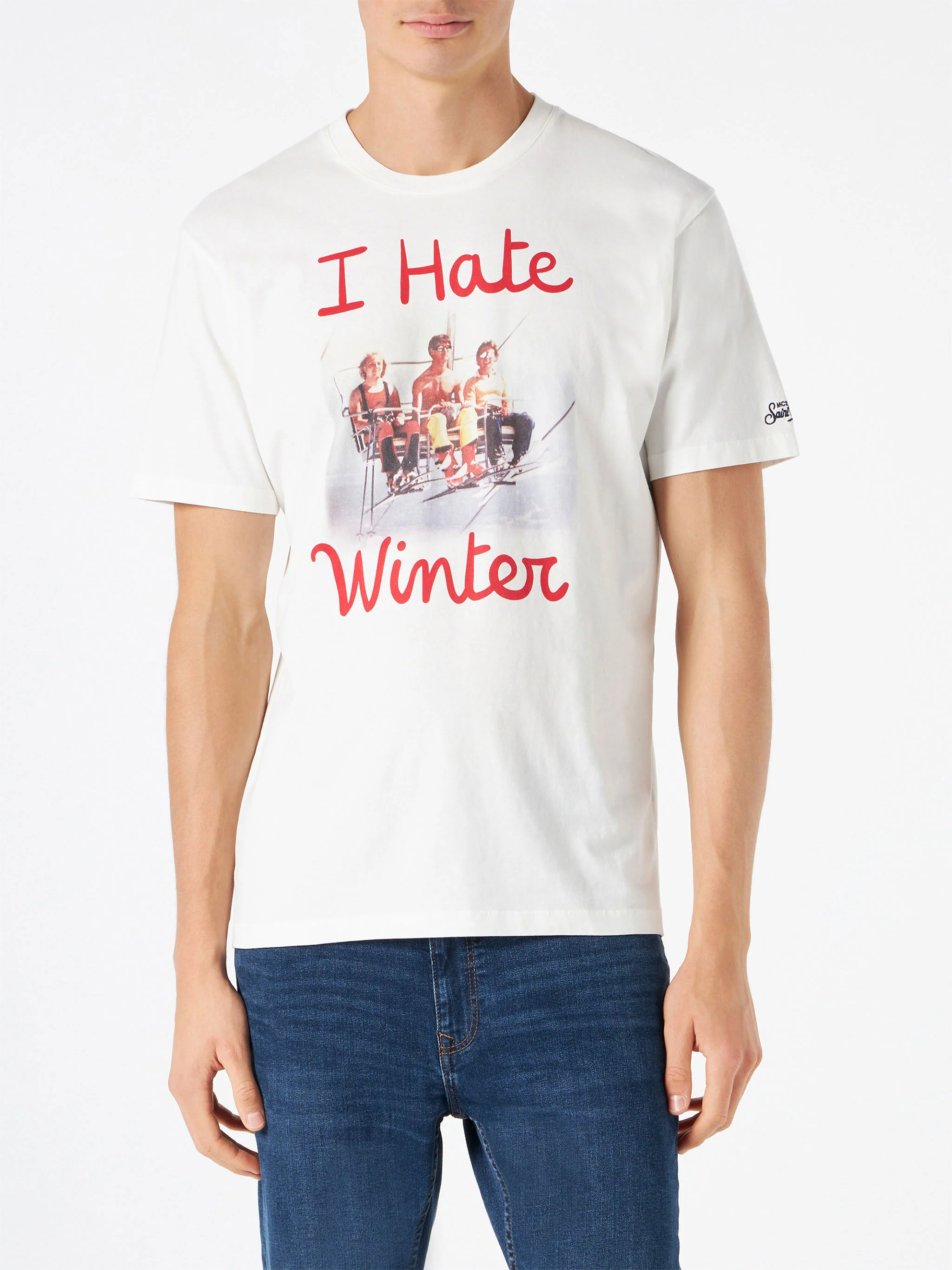 Camiseta blanca de hombre con estampado 