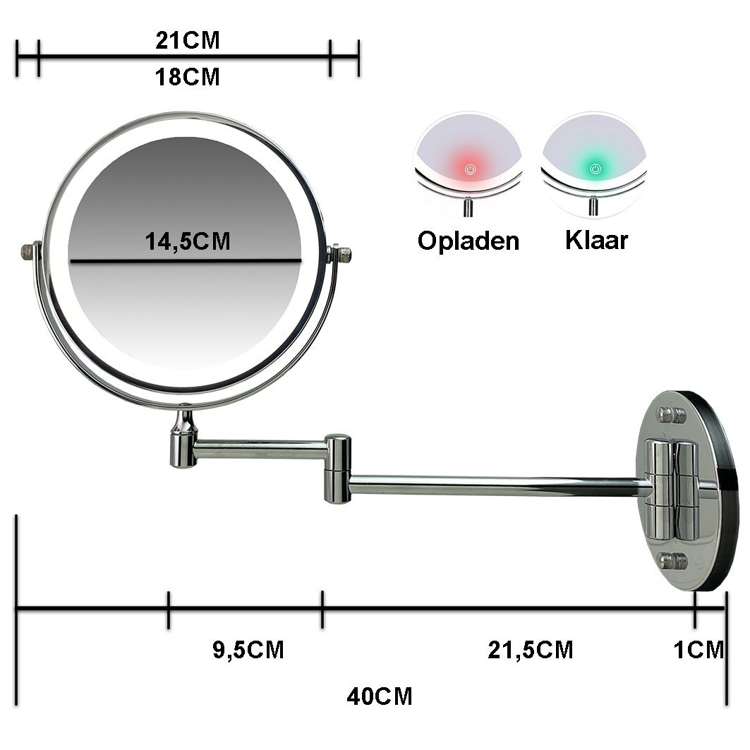 Nástenné kozmetické zrkadlo Gérard Brinard s LED diódou, 18 cm, 7-násobné zväčšenie, 1 kus