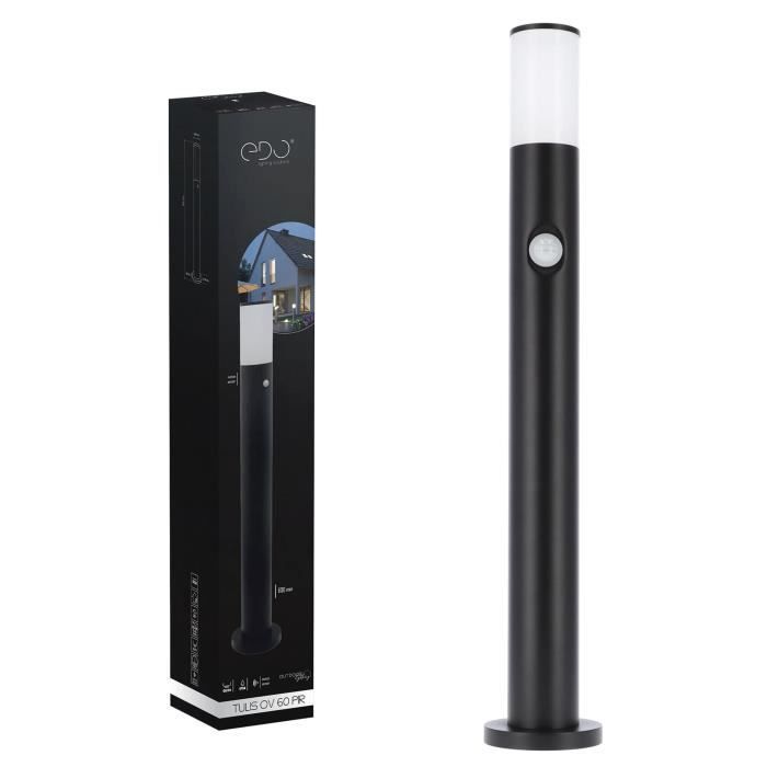 Bolardo de jardín - Garden Line - TULIS OV 60 - Detector de movimiento PIR - IP54 - Negro