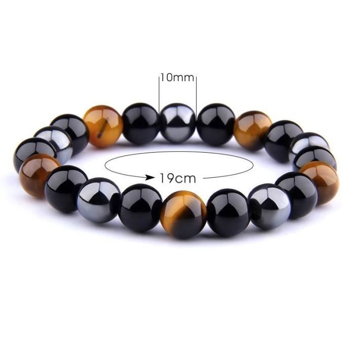 Pulsera - SHOP-STORY - Triple protección - Ojo de tigre - Hematita - Obsidiana negra