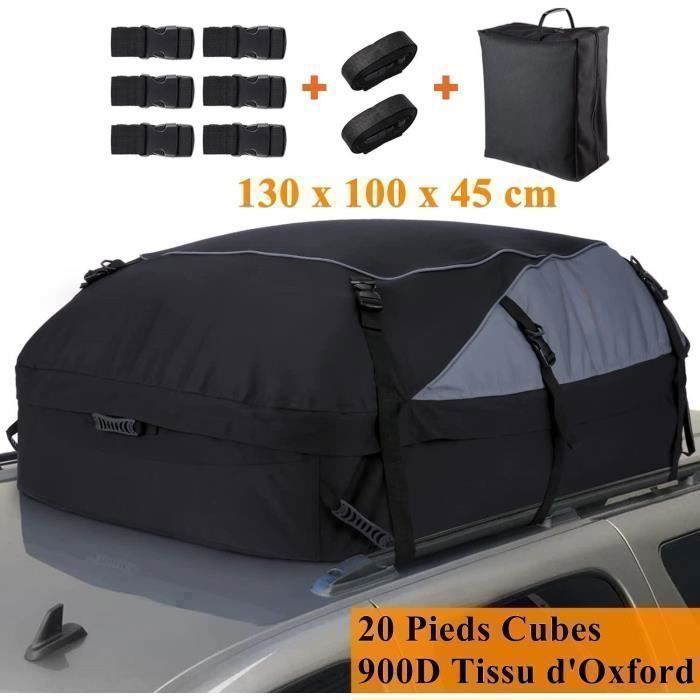Sac De Toit Voiture - TOOLUCK- 580L - Coffre Toit Pliable - 900D Tissu d'Oxford - 8 Sangles - Imperméable pour Diverses Voitures