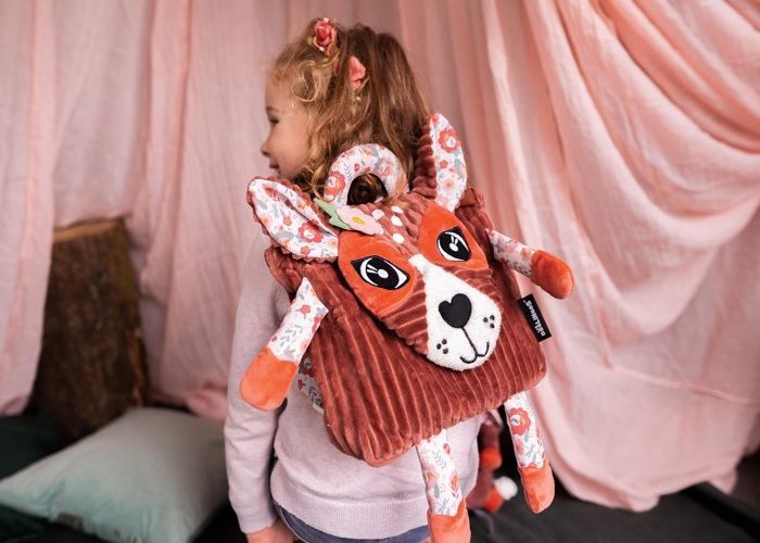 LES DEGLINGOS - Sac à Dos Velours Melimelos La Biche Enfant