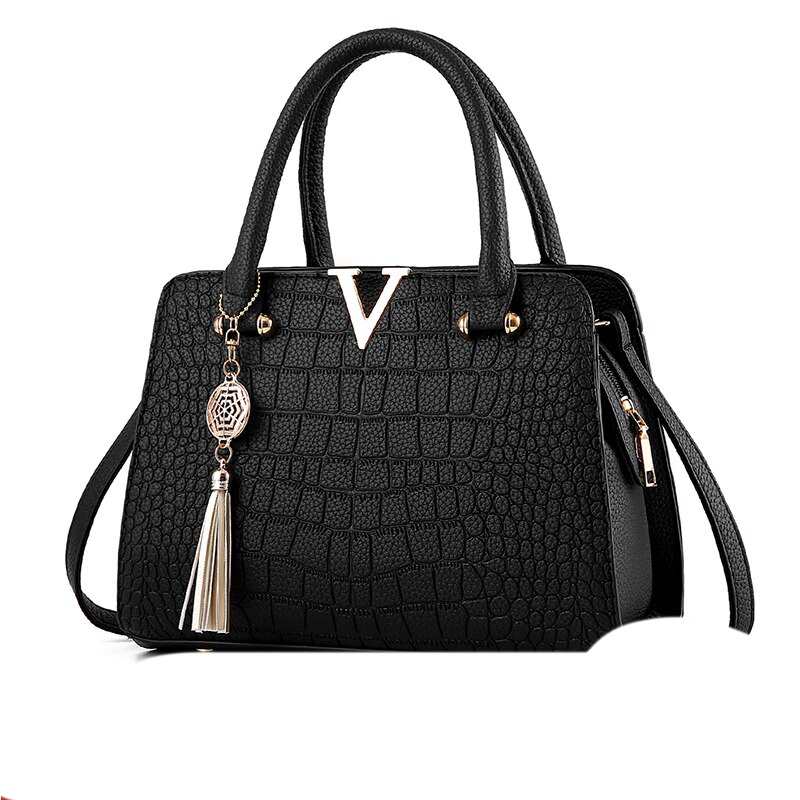 damska Tassel torby tote ze skory PU torba top uchwyt torba z haftem torba na ramie pani prosty styl wzor krokodyla