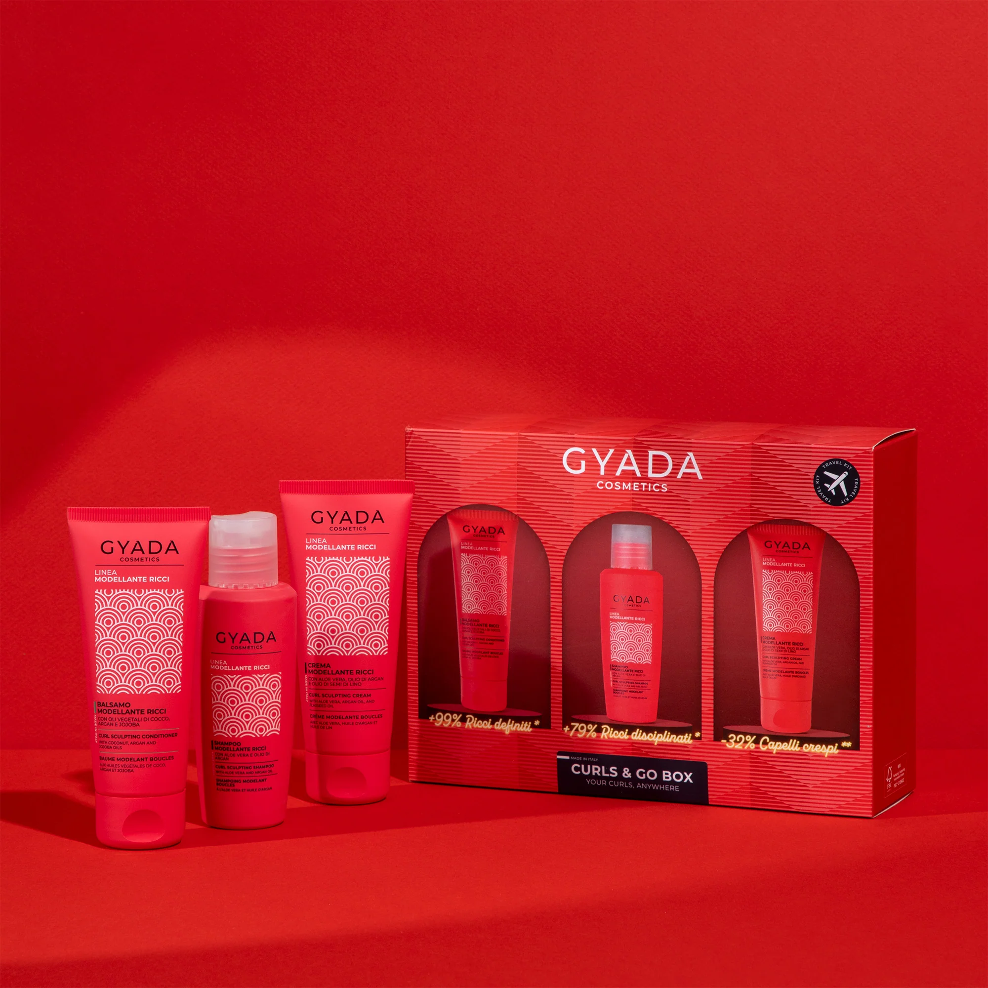 Linea Modellante Ricci Curls & Go Box - Cofanetti per Capelli, Balsamo Ricci Definiti Capelli, Crema Capelli Styling & Finish, Shampoo Ricci Definiti