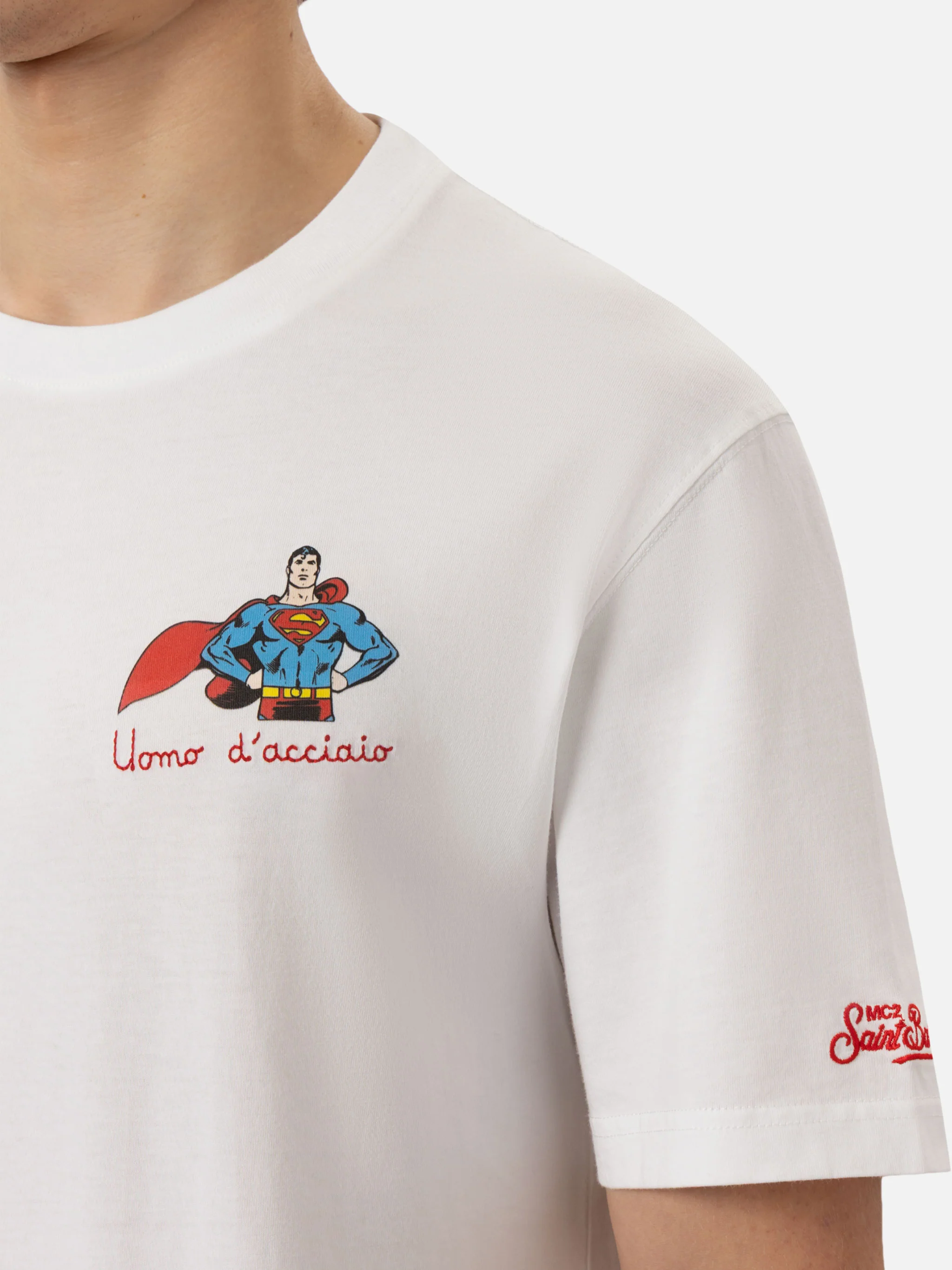 Heren katoenen T-shirt met Iron Man-borduurwerk | SUPERMAN SPECIALE EDITIE