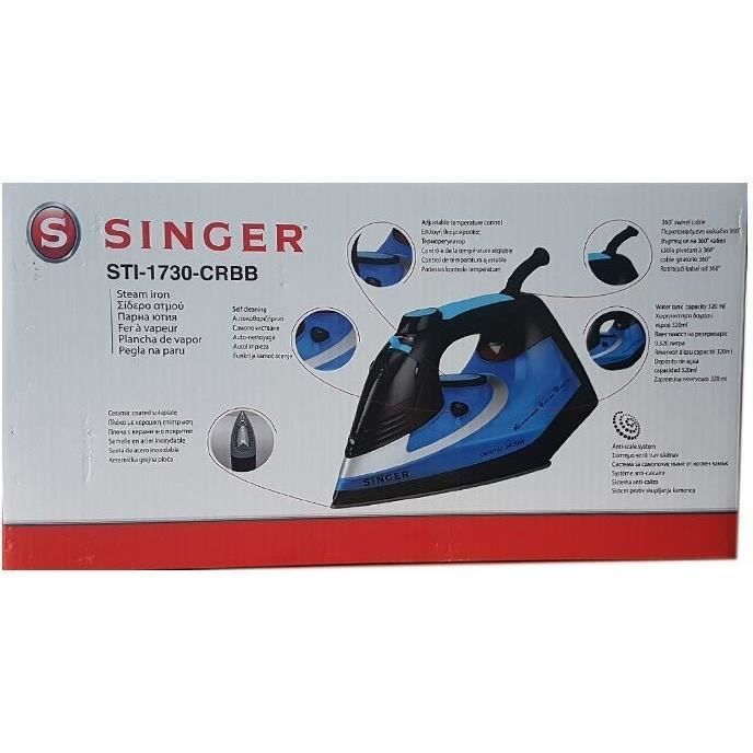 SINGER STI-1730 - Iron - Anti-scale - Horizontal and vertical steam jet - 2400 W - Stainless steel soleplate