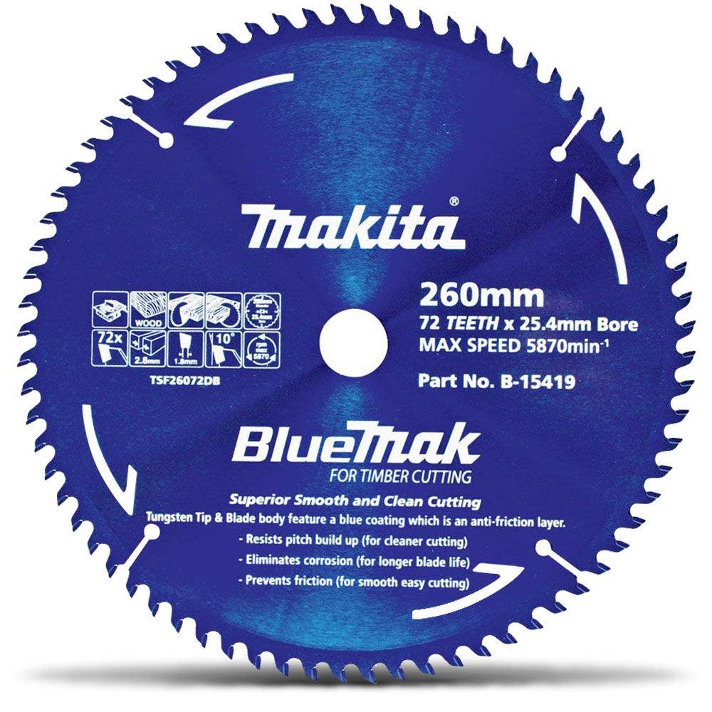 MAKITA TCT 260 mm 72T pyörösahanterä puun sahaamiseen - Pöytäsahat - BLUEMAK