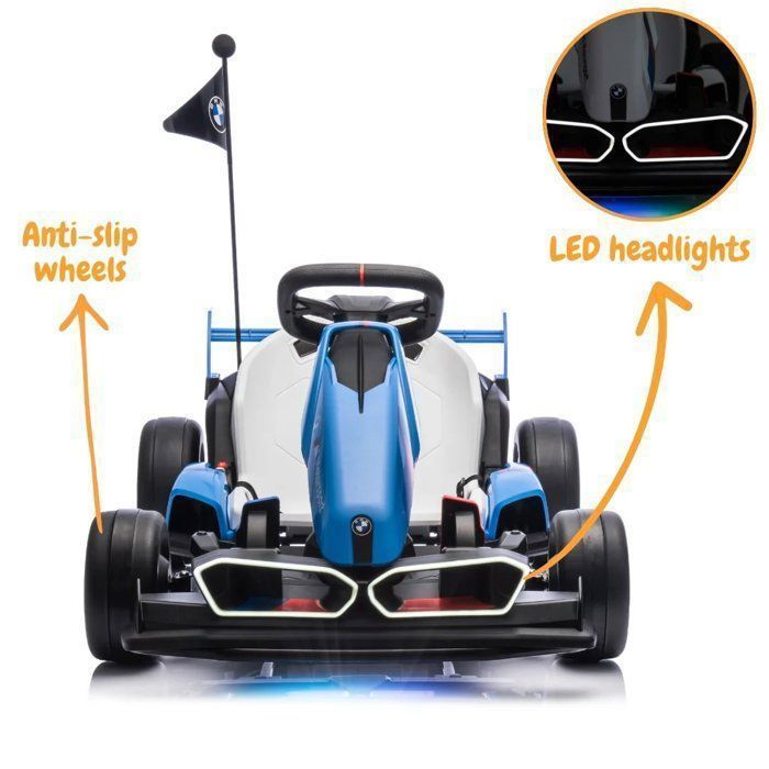 BMW 24V Elektro-Go-Kart – Blau – Alter 5 bis 12 Jahre – Offiziell lizenziert – Drift-Funktion – 2 x 200 W – Max. 12 km/h