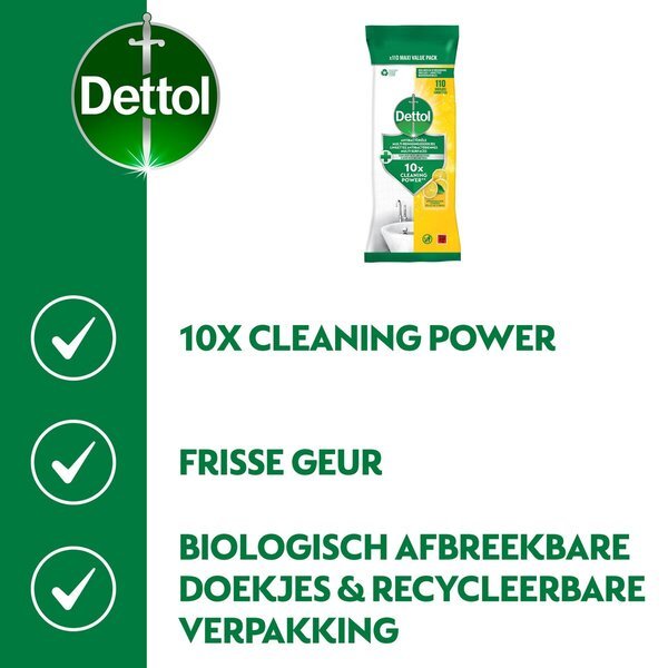 Dettol Power & Fresh Citrus maramice za čišćenje višenamjenskog sadržaja 110 komada