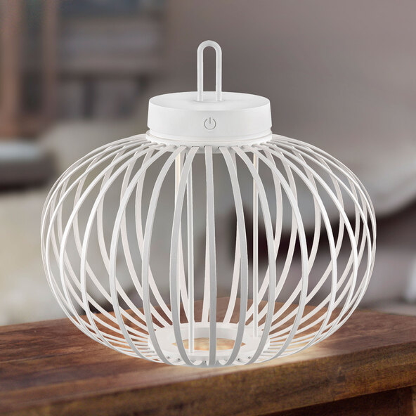 Lampă de masă și de podea Korga LED cu baterii, albă, Ø 36 cm