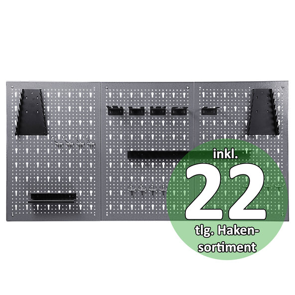 Set de 3 plăci perforate cu cârlige.