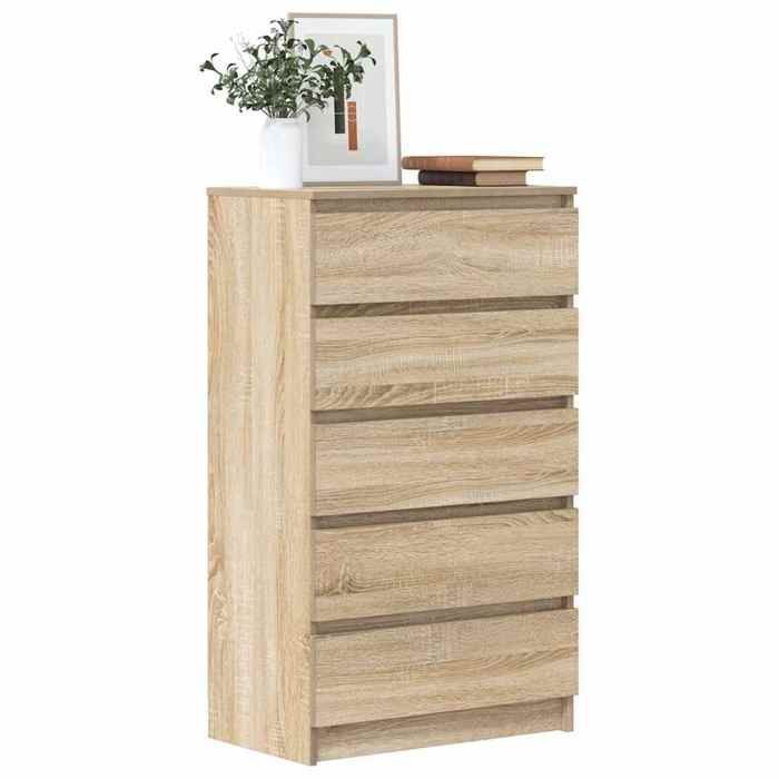 vidaXL Chest of Drawers, Sideboard with 5 Drawers, Storage Cabinet, Living Room/Bedroom Furniture, Modern, Oak 823019