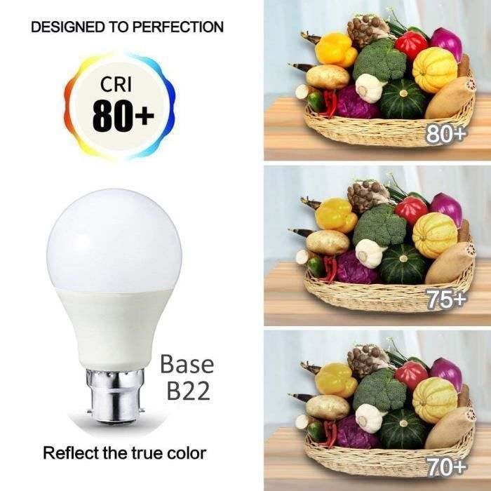 Bombilla LED tipo globo A60, base B22, equivalente a 100 W, forma esférica, luz blanca fría de 6000 K, paquete de 6