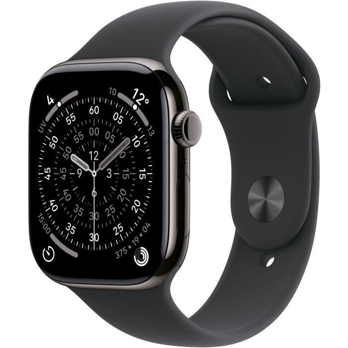 Apple Watch Series 11 GPS + Cellular - 46mm - Slate Titanium case - Black Sport Band - S/M