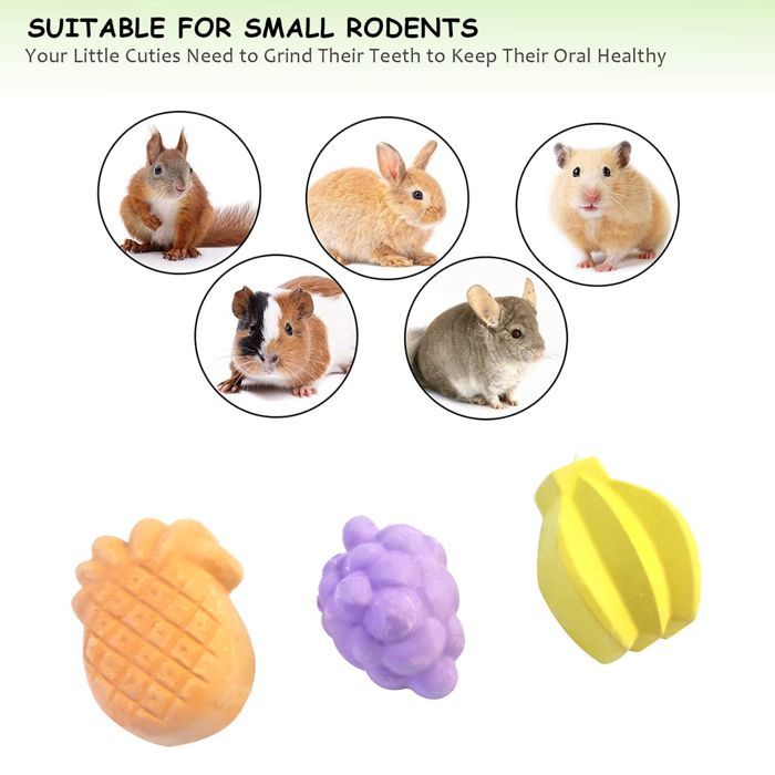Brinquedo para roer para animais de estimação, pedra para roer para hamsters, papagaios, coelhos, chinchilas, esquilos (fruta)
