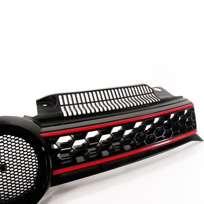 Frontgrill ABS VW Golf 6 fra 2008 til 2012 Sort - Rød, uten emblem - 41177531