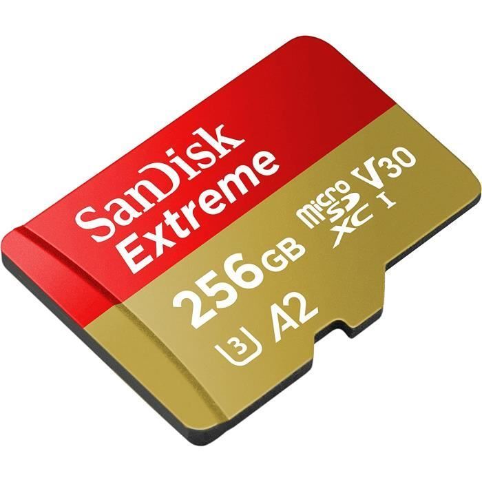SanDisk Extreme 256GB microSDXC Memory Card + SD Adapter with A2 App Performance up to 160MB/s, Class 10, U3, V3