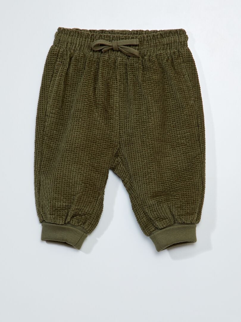 Pantaloni joggers in velluto - Sempre più confortevole - VERDE