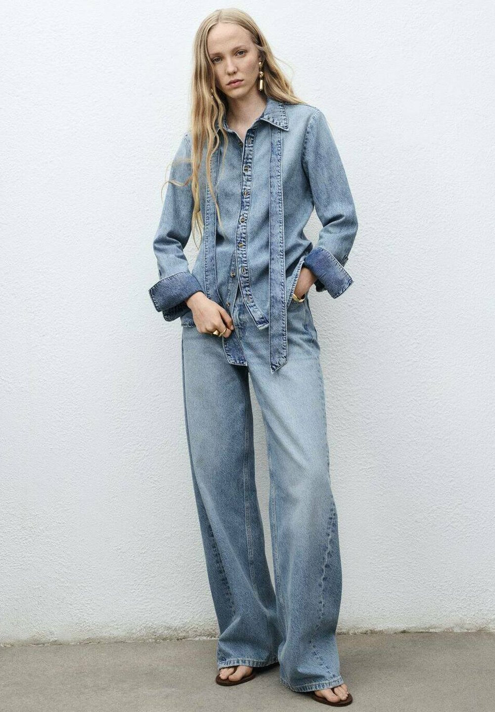 Mango Bluse mit Knopfleiste – blau