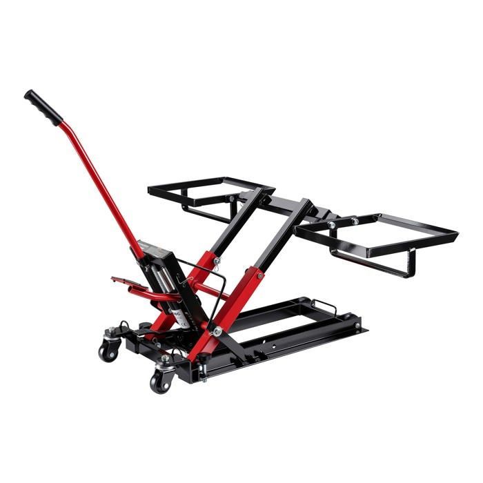 Gato hidráulico Wiltec 3 en 1 – Capacidad máxima 300 kg – Altura máxima de elevación 530 mm – para motocicletas, quads y tractores cortacésped – Sup