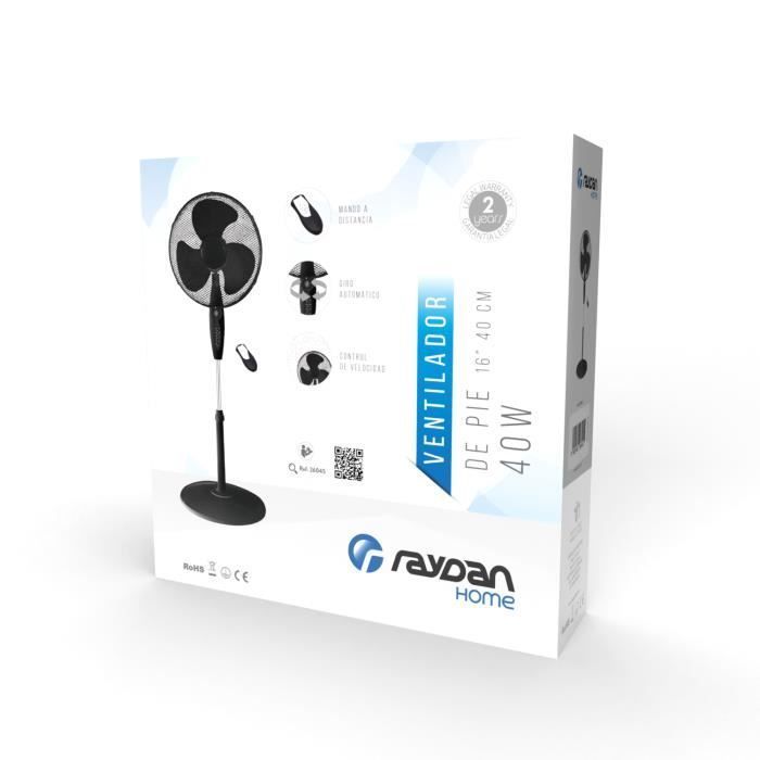 Ventilateur sur Pied - Raydan Home - Neos Comfort - 3 Vitesses - Ø40cm - Noir