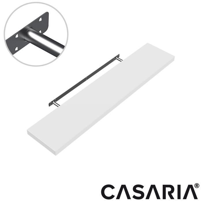 CASARIA 2x Floating Wall Shelves 50 cm White Sturdy MDF Floating Effect Wooden Shelf Storage Decoration