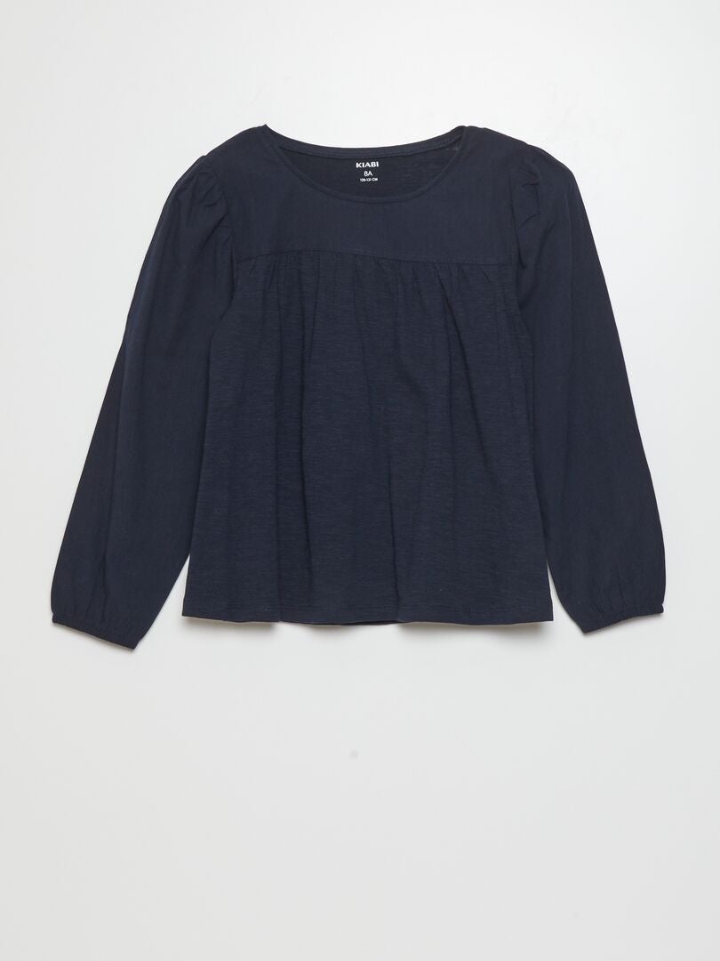 T-shirt met lange mouwen van jersey - BLAUW