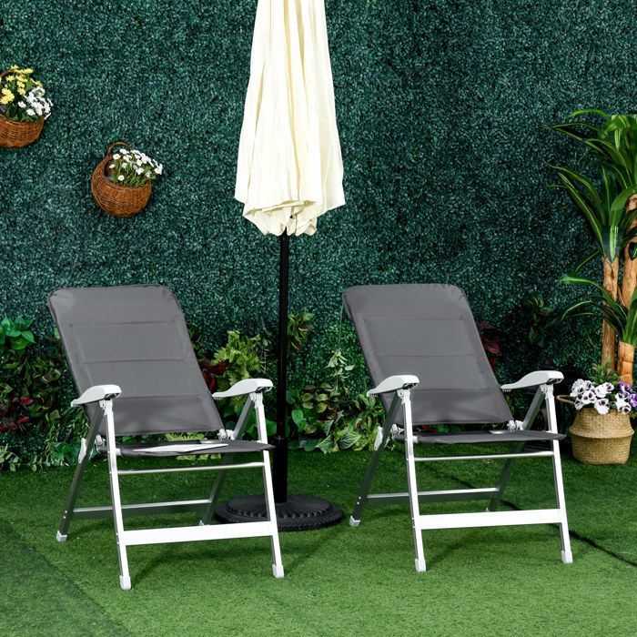 Chaise de jardin pliante - Outsunny - 75x61,5x115cm - Aluminium - gris