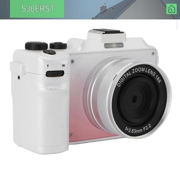 sjlerst Appareil photo numérique 5K 5K Digital Camera HD 80MP WiFi Front Rear Lens 18X Digital Zoom Vlog optique Dégradé Rose