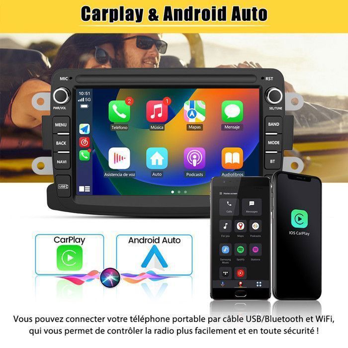 Radio para coche AWESAFE Android 13 de 2 GB + 32 GB para Renault Dacia Duster Sandero Captur Logan con pantalla de 7
