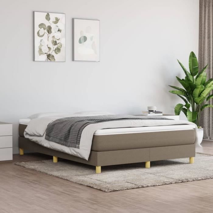 Base letto SALALIS con materasso a molle - Tortora - 140x200 cm - Tessuto