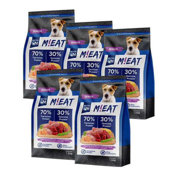 Ξηρά τροφή για σκύλους M!eat Senior, 5 x 1,5 kg
