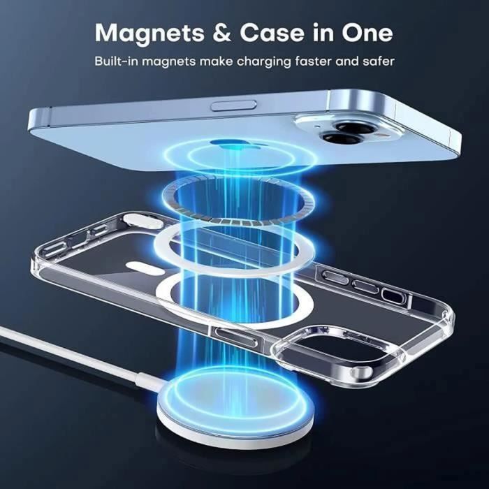 Coque pour iPhone 13 en Acrylique - Transparent- Compatible Magsafe - 2x Vitres Verre Trempé + Protège caméra - MASSILIA TECH