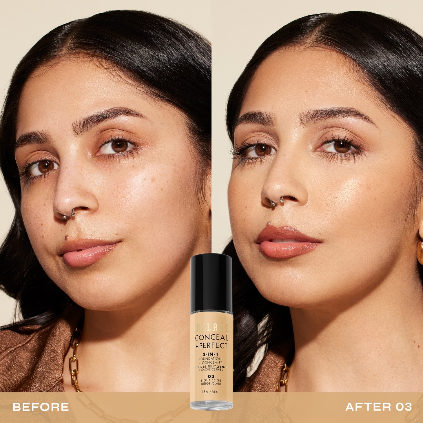 Milani Foundation 2-in-1 korektors + - 30 ml