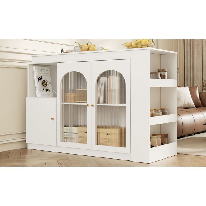 Tavolo da cucina 120x40, struttura moderna in MDF, tavolo da pranzo, girevole a 360°, contenitore integrato, anta in vetro