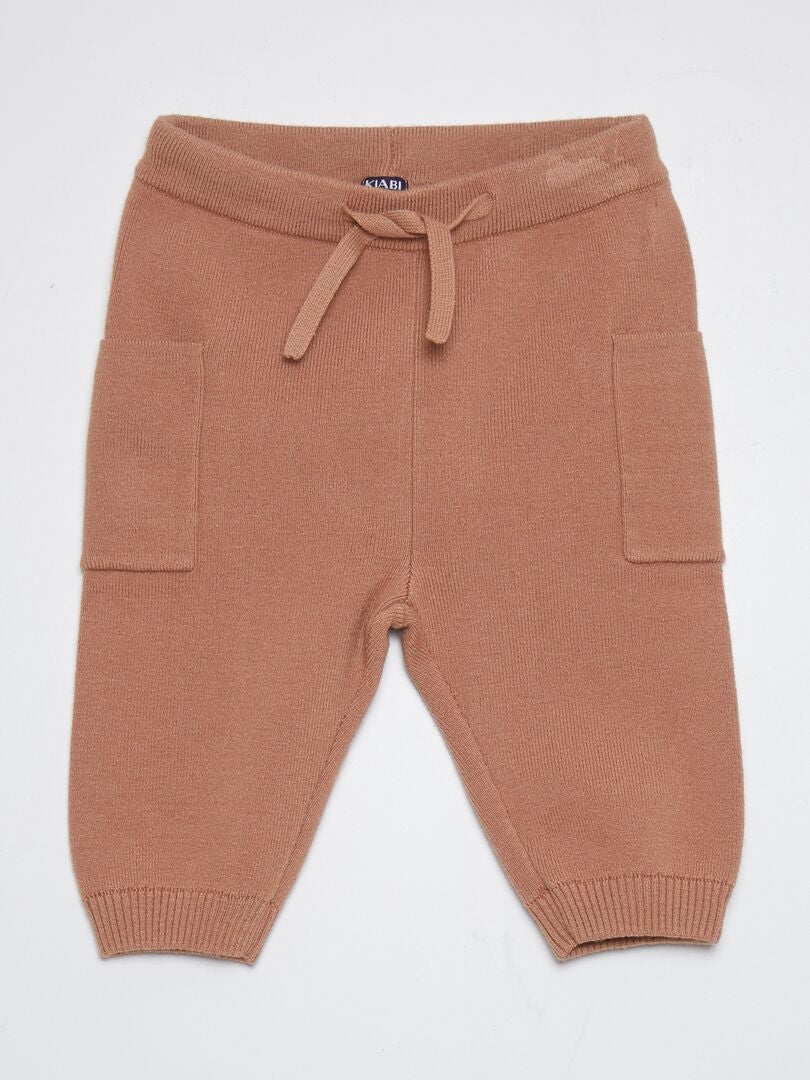 Joggingbroek met opgestikte zakken + sokken - BRUIN
