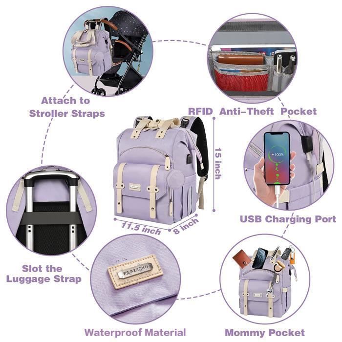 KENLUMO Diaper Backpack with Baby Changing Mat – Large Capacity Waterproof Multifunctional Diaper Bag Travel Bag