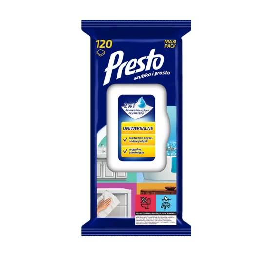 Presto nawilżane ściereczki uniwersalne 120 sztuk