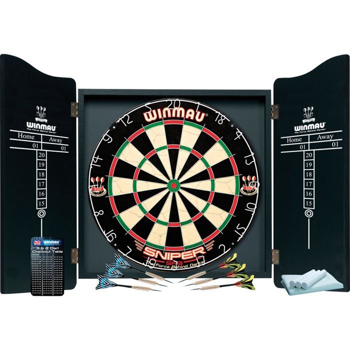 Winmau Pro dartboard set, cabinet, board and darts