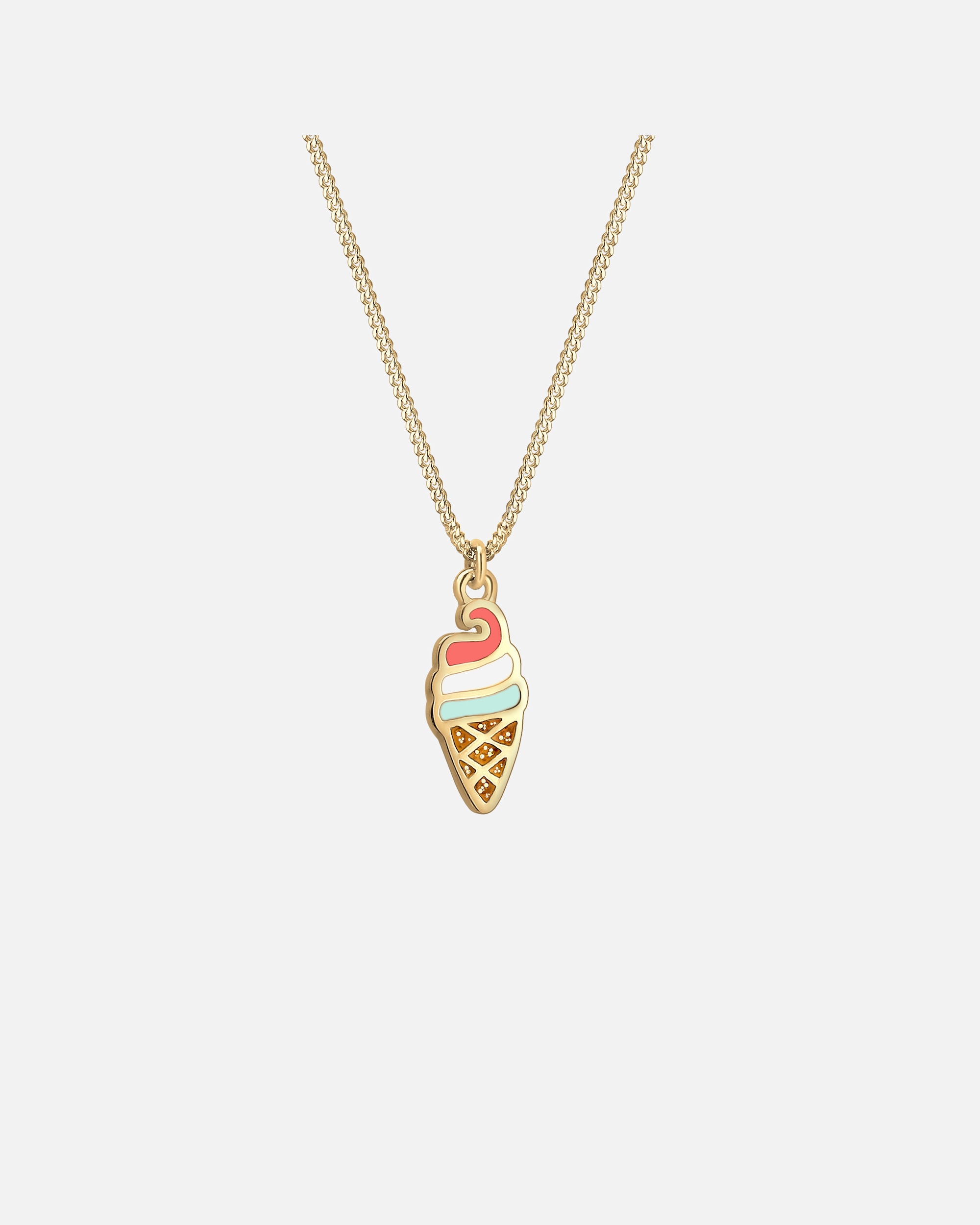 Elli Femme Pendentif Cornet à Glace Crème Émail - (925/1000) Argent