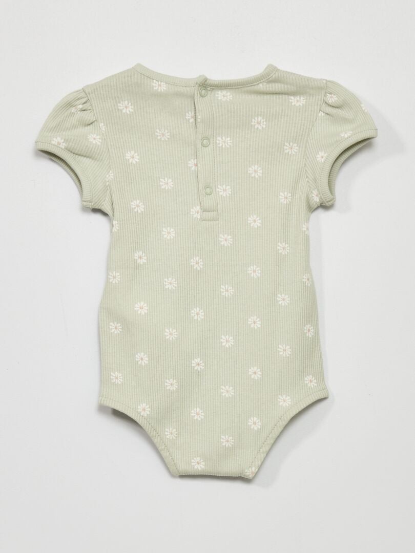 Body de canalé con estampado - VERDE