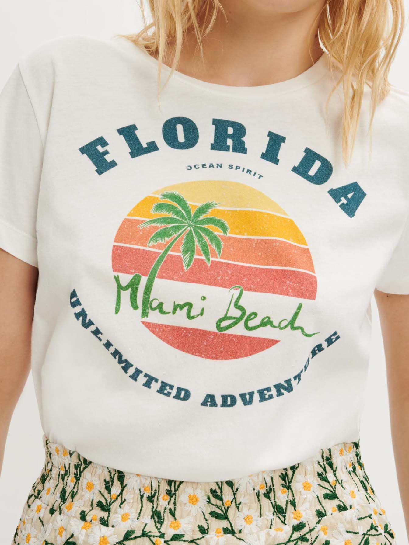 FLORIDA-Tricou alb serigrafiat